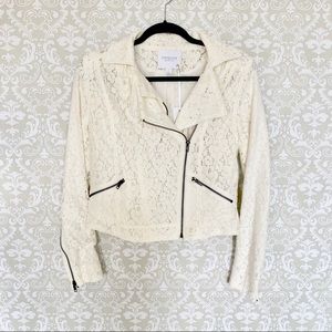 NWT cream lace moto jacket